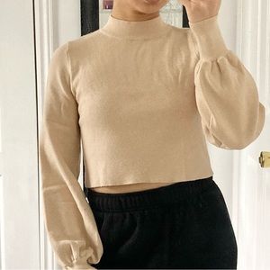 Blue Blush Beige Mockneck Sweater